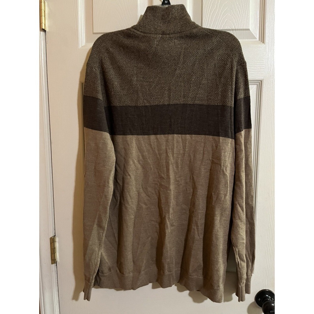 Banana Republic wool Sweater Men's Xl Brown/tan 1/4 Zip 100% MerinPullover - Picture 2 of 4